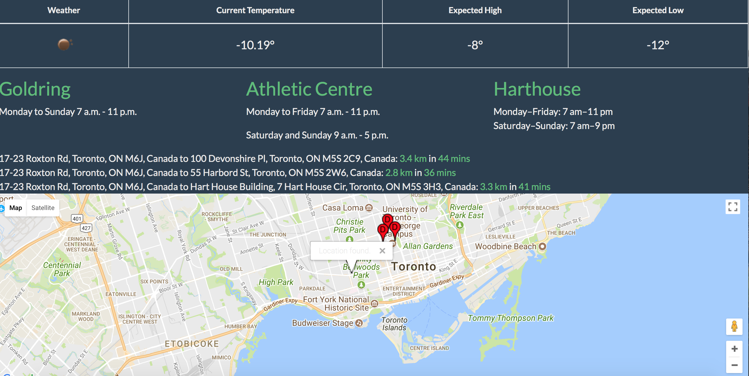 screenshot of FitHub web page